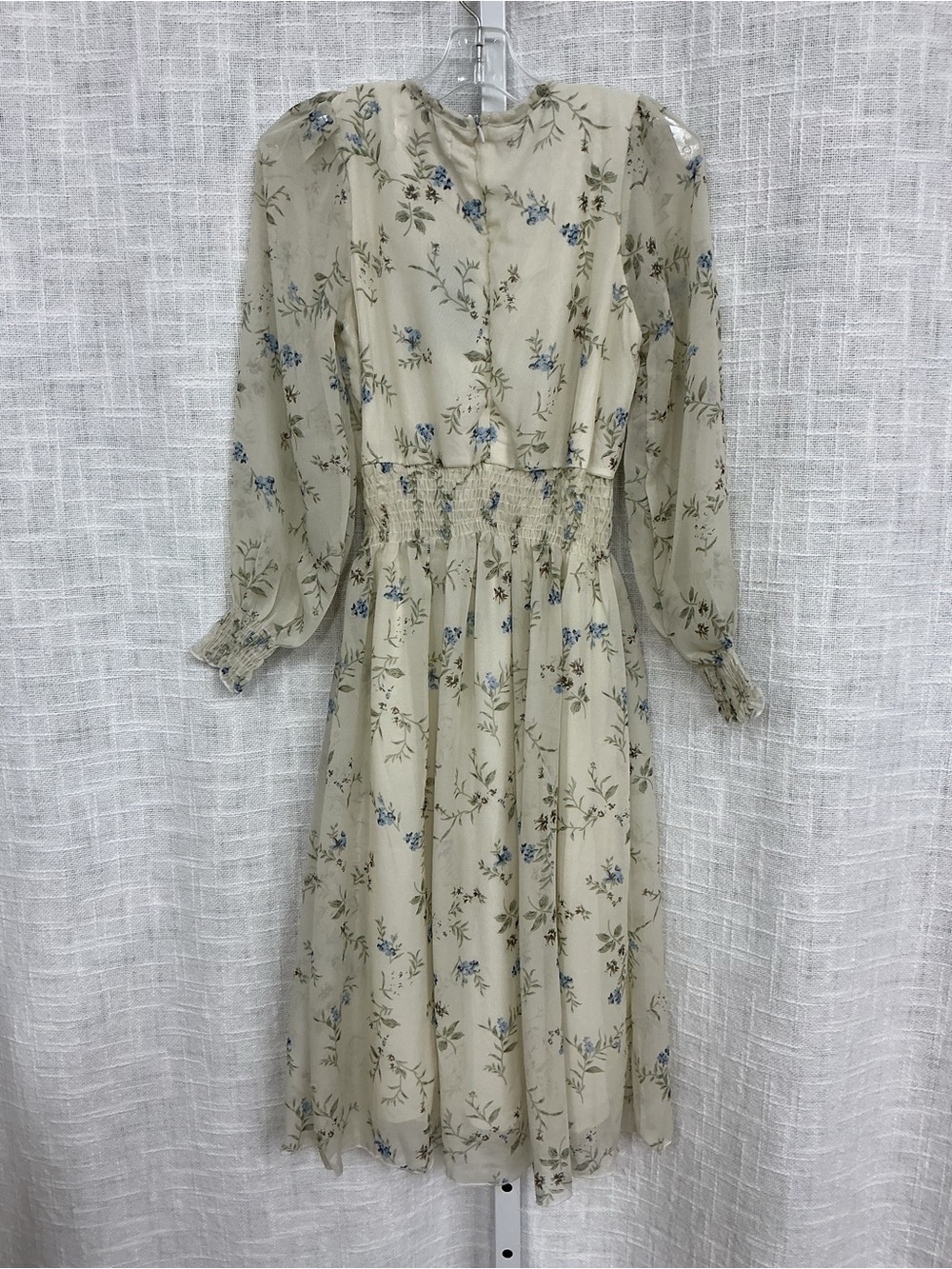 Girls' Peyton Bre Floral Smocked-Waist Casual Dress in Light Beige - Picture 8 of 8